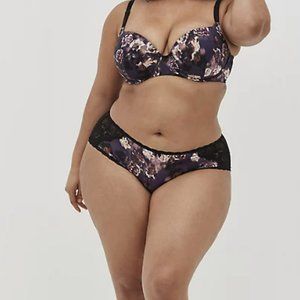 SECOND SKIN LATTICE HIPSTER PANTY - FLORAL BLACK
